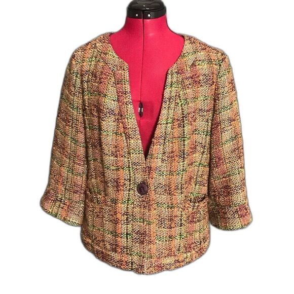 Coldwater Creek Blazer Women’s Size 12 Multi-Colored Tweed 3/4 Sleeve - Picture 7 of 8